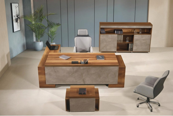 Compleet kantoor Kantoor meubelen Hoekbureau Kantoor Bureau Set 3-delig Hout Bruin