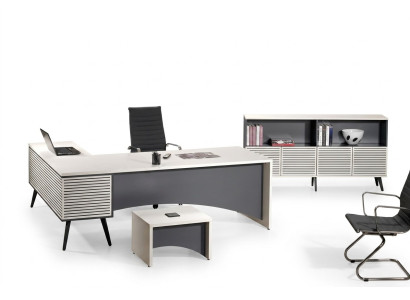 Werktafel Hoekbureautafel Compleet kantoorset 3-delig Houten kantoormeubelen Wit