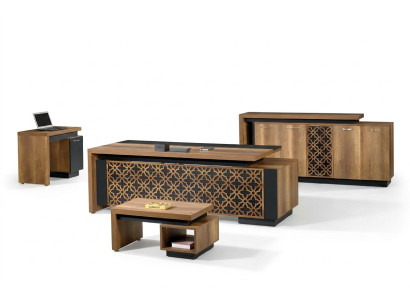 Klassieke complete kantoormeubelen bureauset 4-delig hout bruin