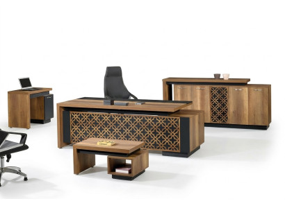 Compleet kantoor Kantoor meubels Bureau Schrijftafel Kantoor Bureau Set 4-delig Hout Bruin