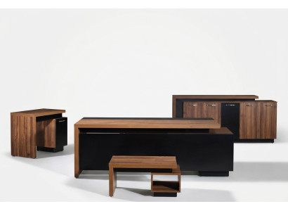Bureautafel Kantoor meubelen Compleet kantoor Bureau set 4-delig Hout Zwart