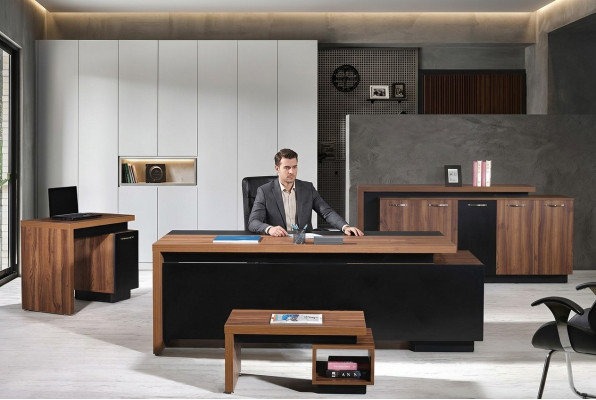 Kantoormeubilair compleet kantoor bureau kantoor bureau 4-delig hout zwart