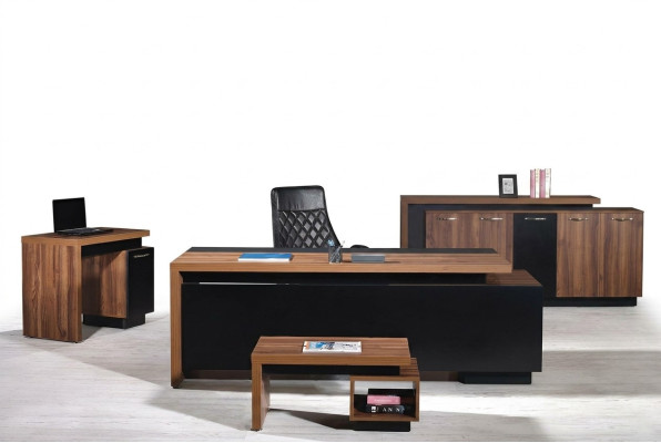 Kantoormeubilair compleet kantoor bureau kantoor bureau 4-delig hout zwart