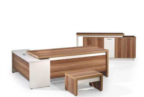Eckbureautafel Compleet kantoorbureau kantoormeubelset 3-delig houten kantoormeubelen bruin