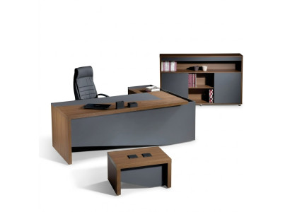 Eckbureautafel Compleet kantoorbureau bureauset 3-delig houten kantoormeubilair grijs