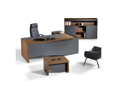 Klassieke Complete Kantoorinrichting Grijs Hoekbureau 3-delig Hout