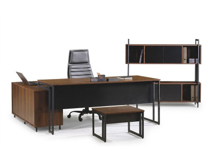 Kantoormeubilair Compleet kantoor Hoekbureau Bureau Bureau 3-delig Hout Bruin