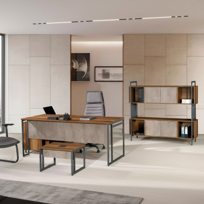 Eckbureau Compleet kantoormeubilair bureautafel set 3-delig hout Bruin