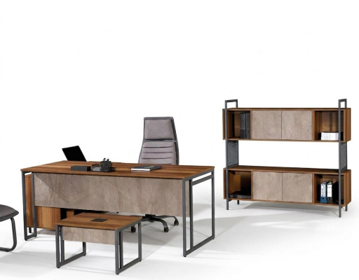 Eckbureau Compleet kantoormeubilair bureautafel set 3-delig hout Bruin