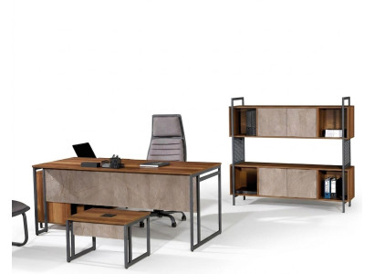 Eckbureau Compleet kantoormeubilair bureautafel set 3-delig hout Bruin