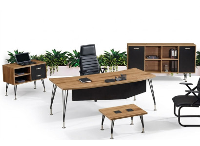 Kantoormeubels Compleet kantoor Bureau Kantoortafel 4-dlg Hout Zwart