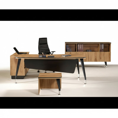 Klassiek hoekbureau Compleet thuiskantoormeubilair Bruin 3-delig Hout