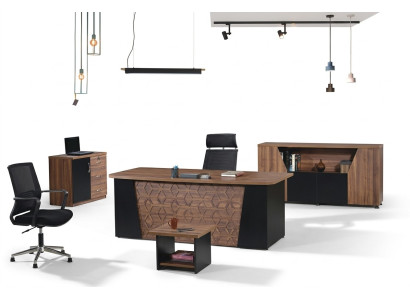 Set bureau bureau bureau set 4-delig houten kantoormeubilair bruin