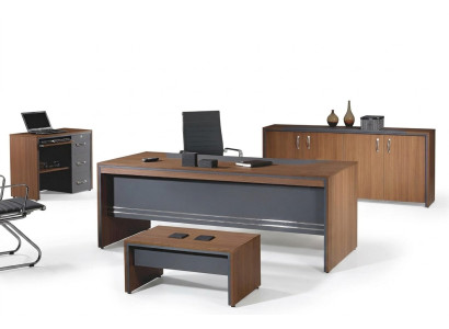 Werkkamermeubelen Compleet kantoor bureau set 4 dlg Hout Bruin Tafel