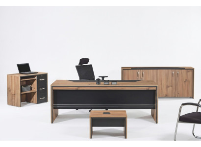 Meubels Kantoor Kantoorinrichting Bureau Set 4-delig Hout Zwart Tafel