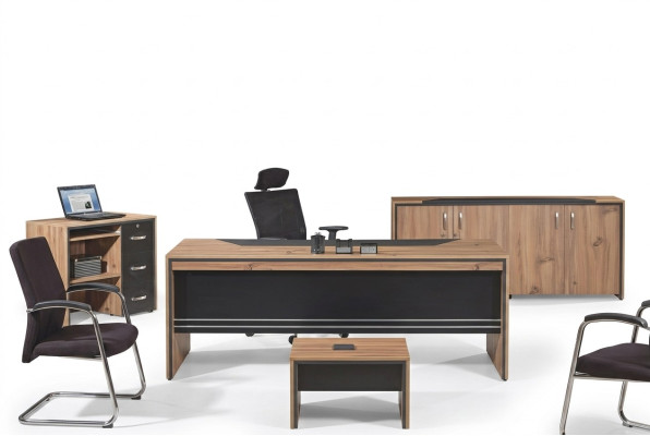 Tafel Kantoor Meubels Woonkamer Meubels Bureau Set 4-delig Hout Zwart