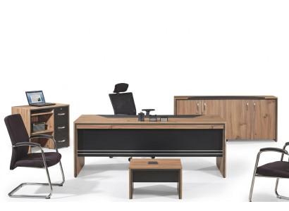 Tafel Kantoor Meubels Woonkamer Meubels Bureau Set 4-delig Hout Zwart