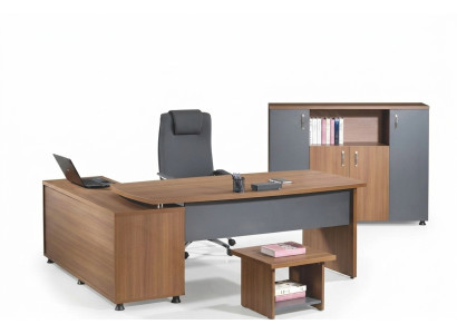 Eckbureau kantoor meubilair compleet kantoor 3-delige houten bruine set