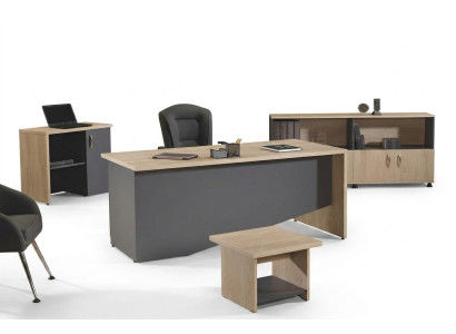 Compleet kantoor, kantoormeubilair, bureau, kantoortafel set 4-delig hout grijs