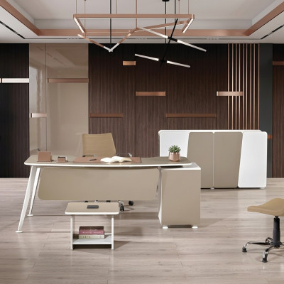 Werktafel Compleet Kantoor Bureau Bureau 3-delig Hout Set Beige