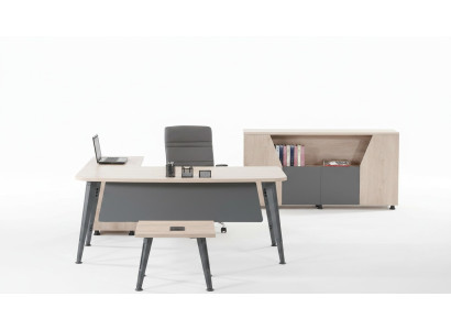 Eckbureau Werktafel Compleet kantoor Kantoorinrichting 3-delige Houten set Grijs