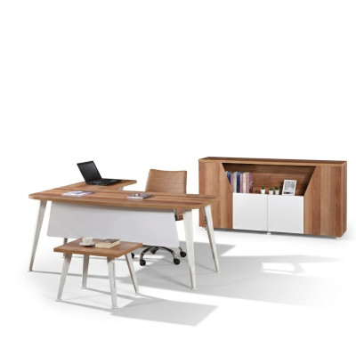 Werkkamermeubilair Compleet kantoor Hoekbureautafel Set 3-delig Hout Wit Tafel