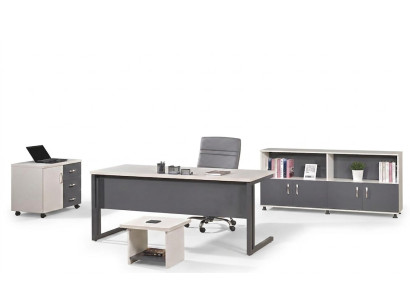 Kantoormeubel Grijs Set 4-delig Bureau Compleet kantoor Kast Hout Groep