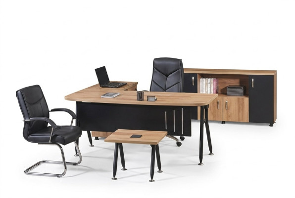 Eckbureautafel Werktafel Compleet kantoor Kantoor meubilair 3-delige Houten set Zwart
