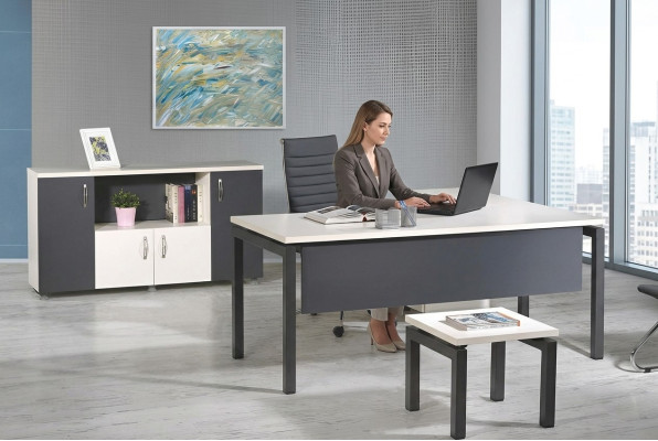 Kantoormeubelen Grijs Set 3 delig Hoekbureau Compleet kantoor Kast Hout Groep