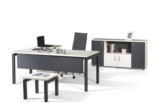 Kantoormeubelen Grijs Set 3 delig Hoekbureau Compleet kantoor Kast Hout Groep