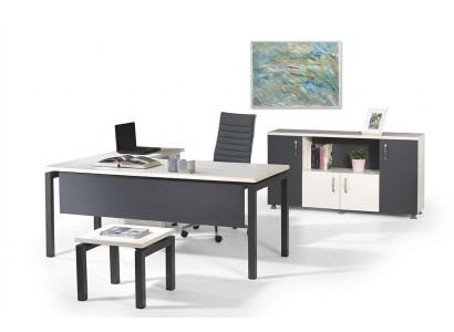 Meubilair kantoor thuiskantoormeubelen hoekbureautafel set 3-dlg hout grijs tafel