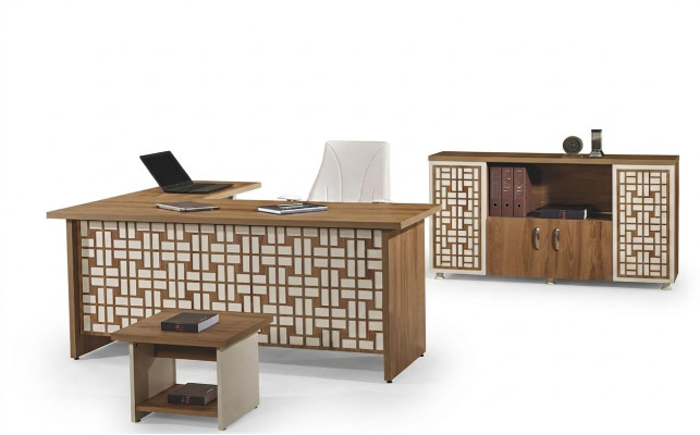 Computermöbel Werktafel Kantoorinrichting Hoekbureautafel 3-delig Hout Set Bruin