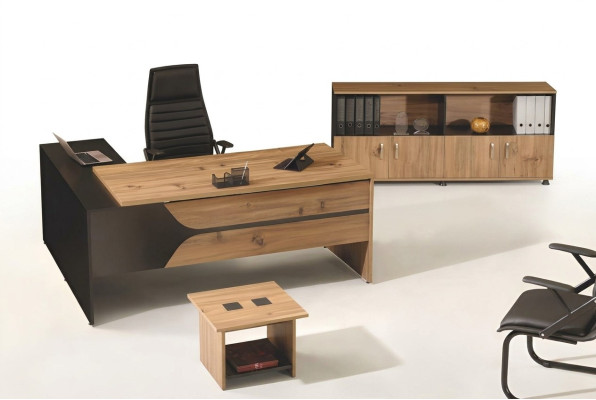 Kantoormeubilair Bruin Set 3-delig Hoekbureau Compleet kantoor Kast Hout Groep