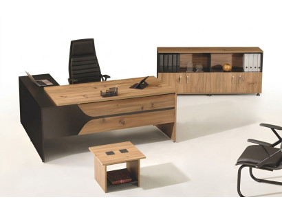 Kantoormeubilair Bruin Set 3-delig Hoekbureau Compleet kantoor Kast Hout Groep