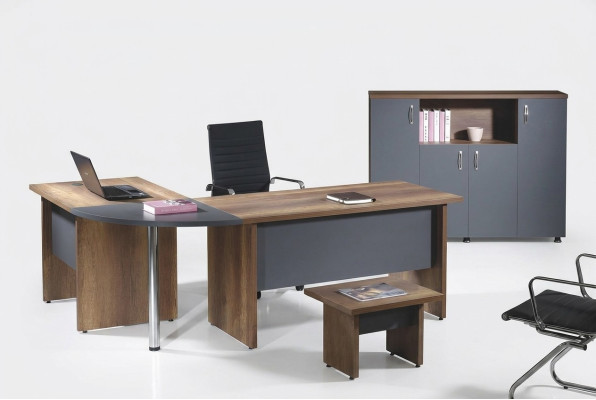 Computermöbel Werktafel kantoormeubilair Hoekbureau 3-delig Hout Set Grijs