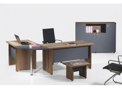 Computermöbel Werktafel kantoormeubilair Hoekbureau 3-delig Hout Set Grijs