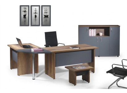 Werkkamermeubilair Computerruimte meubels Kantoor meubels Hoekbureau 3-delig Hout Grijs