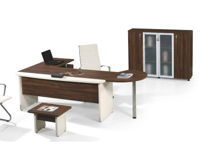 Klassieke kantoormeubelset 3-delig hoekbureau compleet kantoor hout bruin