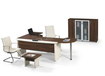 Garnituur Kantoor Meubel Set 3-delig Hoekbureau Compleet kantoor Hout Bruin Tafel