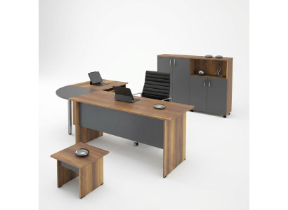 Eckbureautafel Computermeubilair Werktafel Kantoor meubelen 3-delige Houten Set Bruin