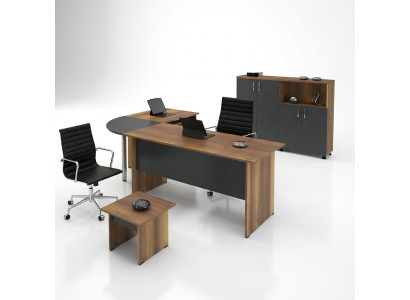 Computermöbel Werktafel Kantoor meubilair Hoekbureautafel 3-delige Houten Set Grijs