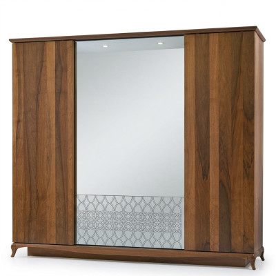 Kledingkast Kast Houten kast Bruin Spiegel Slaapkamerkast