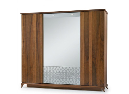 Kledingkast Kast Houten kast Bruin Spiegel Slaapkamerkast