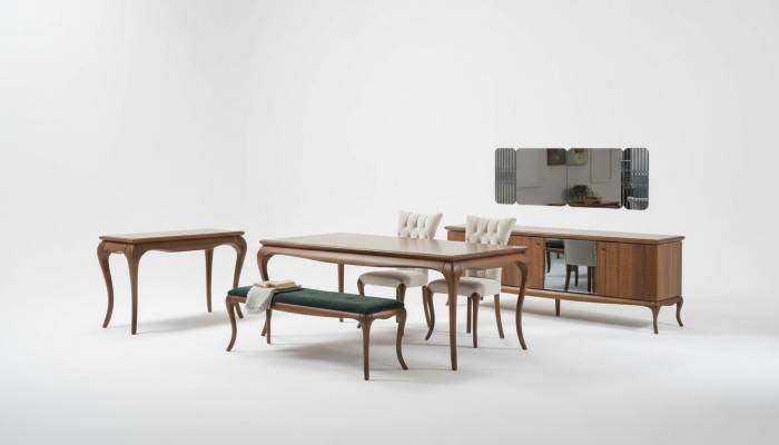 Eetkamergroep Eetkamermeubels Eethoek Set Eetkamer 8-delig Hout Bruin Tafel