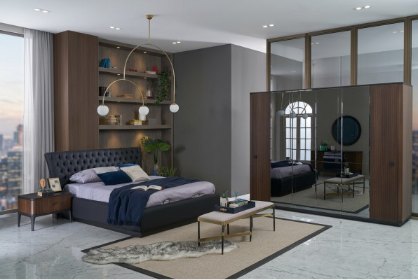 Beddenset tweepersoonsbed slaapkamerset 4-delig bedframe Zwart Nieuw