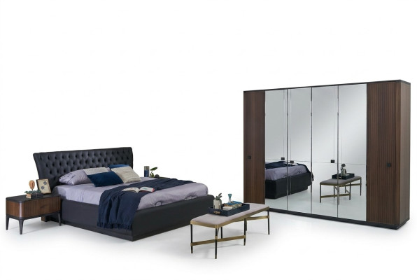 Beddenset tweepersoonsbed slaapkamerset 4-delig bedframe Zwart Nieuw