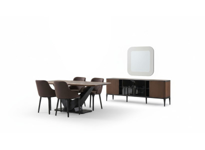 Eethoek eetgroep eetkamermeubelset eetkamer 9-delig hout bruin tafel
