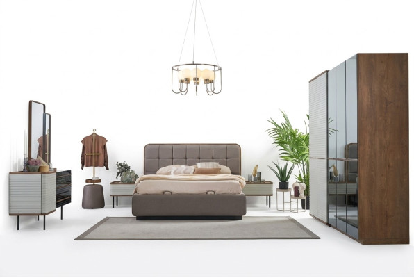 Slaapkamer Compleet set 5-delig Tweepersoonsbed Bruin Hout Bed Bedframe
