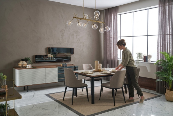 Eetkamer set Eettafel set Eetkamer meubels Eethoek set 7-delig Hout Wit