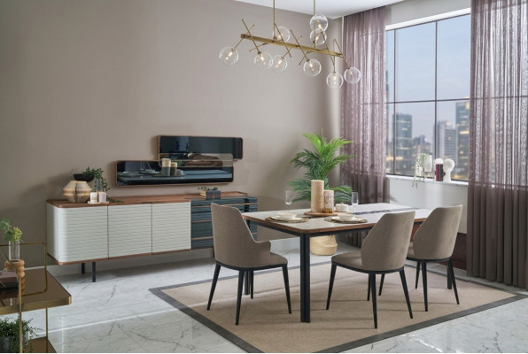 Eetkamer set Eettafel set Eetkamer meubels Eethoek set 7-delig Hout Wit
